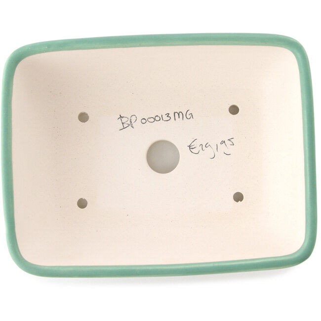 Rechthoekige medium groene bonsaipot van Yixing - 180 x 140 x 60 mm