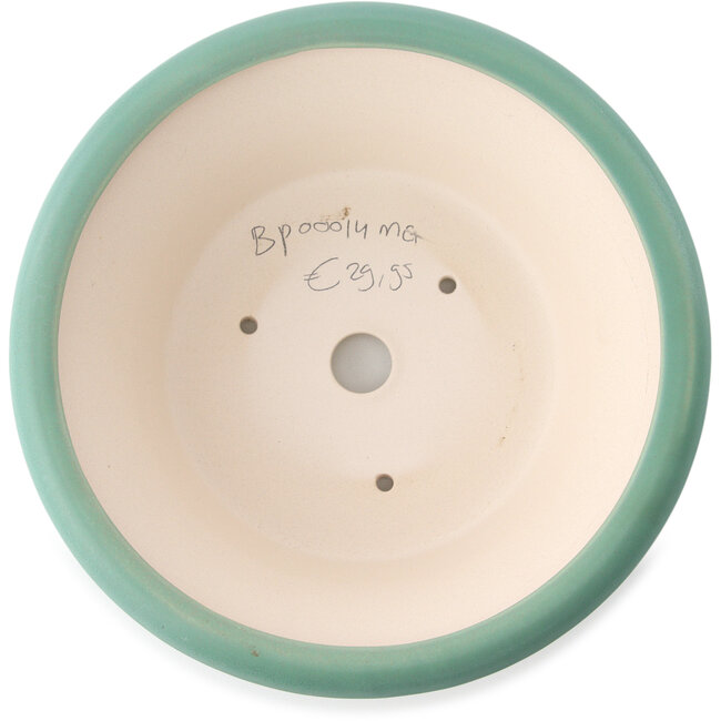 Round medium green bonsai pot by Yixing - 215 x 215 x 75 mm