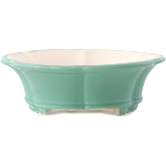 Round medium green bonsai pot by Yixing - 205 x 205 x 65 mm