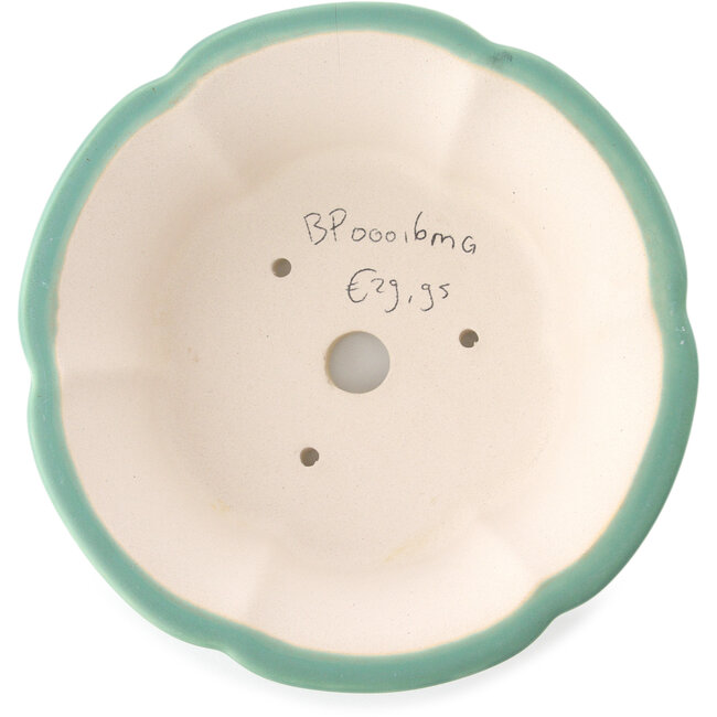 Vaso bonsai rotondo verde medio di Yixing - 205 x 205 x 65 mm