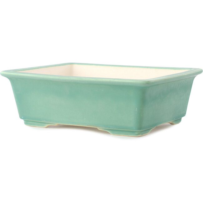 Vaso bonsai rettangolare verde medio di Yixing - 215 x 170 x 70 mm
