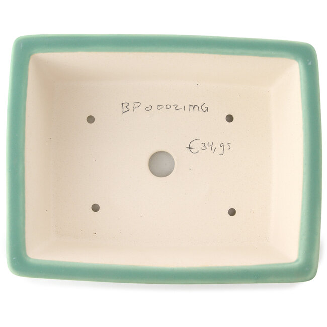 Vaso bonsai rettangolare verde medio di Yixing - 215 x 170 x 70 mm