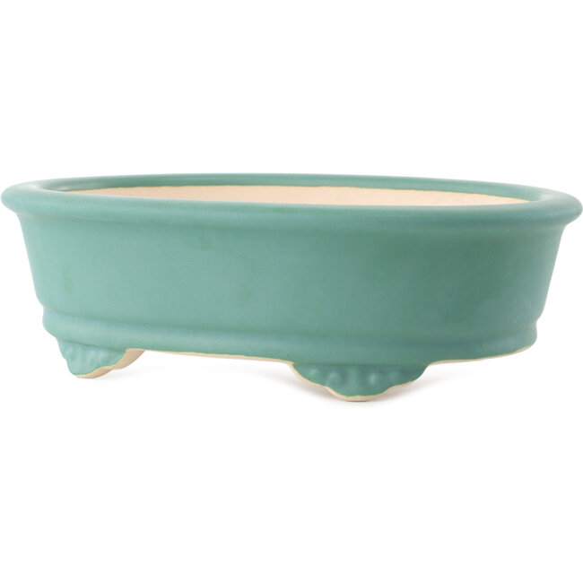 Vaso bonsai ovale medio verde di Yixing - 270 x 200 x 80 mm
