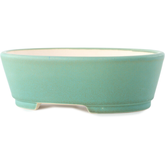 Vaso bonsai ovale medio verde di Yixing - 235 x 185 x 75 mm