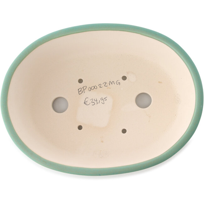 Maceta ovalada mediana para bonsái verde de Yixing - 235 x 185 x 75 mm
