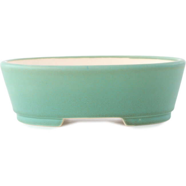 Oval medium green bonsai pot by Yixing - 235 x 185 x 75 mm