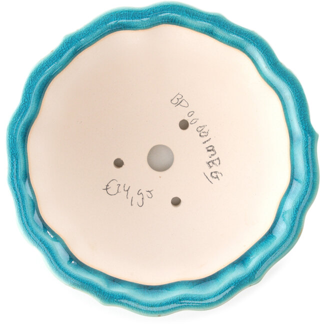 Ronde middelgrote blauwgroene bonsaipot van Yixing - 135 x 135 x 65 mm