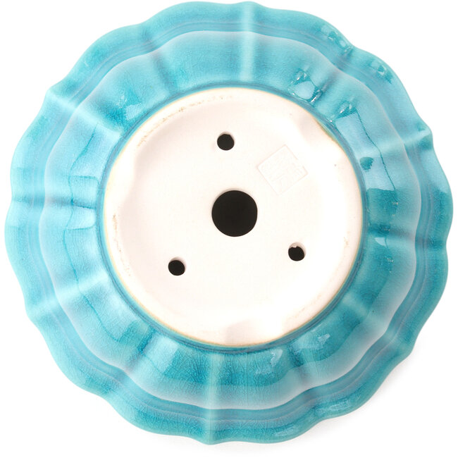 Vaso bonsai rotondo medio bluverde di Yixing - 135 x 135 x 65 mm