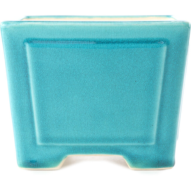 Pot à bonsaï carré moyen bleu-vert par Yixing - 140 x 140 x 110 mm