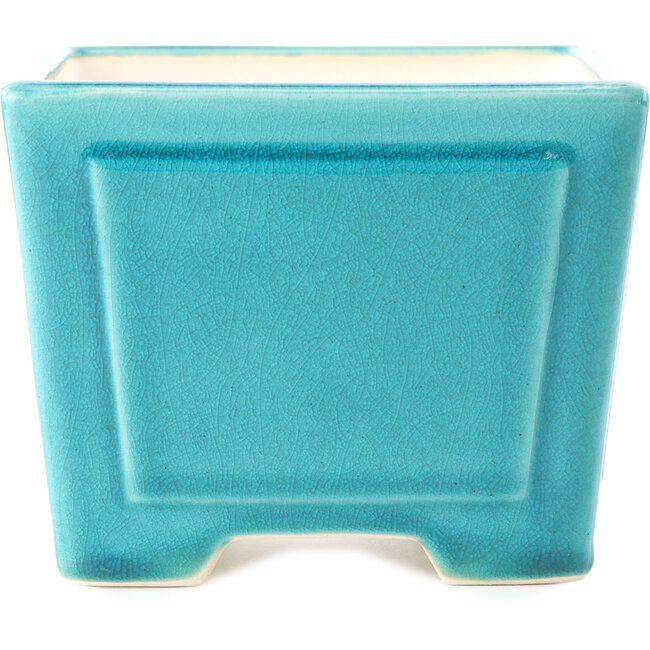 Maceta cuadrada mediana para bonsái verde azulado de Yixing - 140 x 140 x 110 mm
