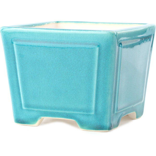 Vaso bonsai quadrato medio bluverde di Yixing - 140 x 140 x 110 mm