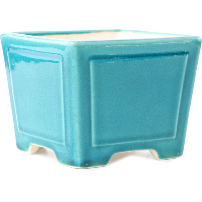 Square medium bluegreen bonsai pot by Yixing - 140 x 140 x 110 mm