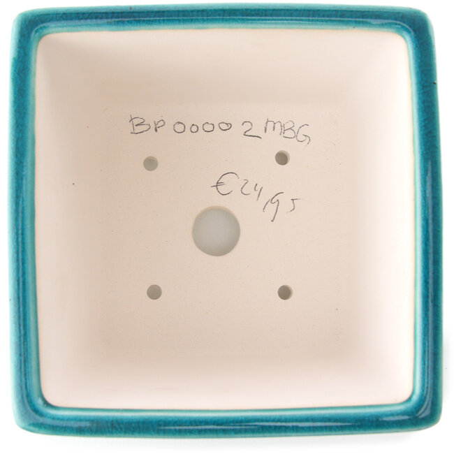 Square medium bluegreen bonsai pot by Yixing - 140 x 140 x 110 mm