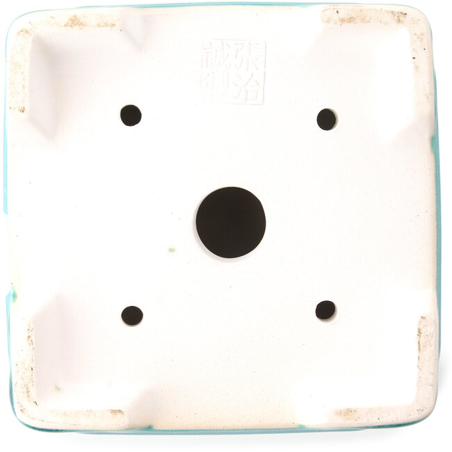 Vierkante medium blauwgroene bonsaipot van Yixing - 140 x 140 x 110 mm
