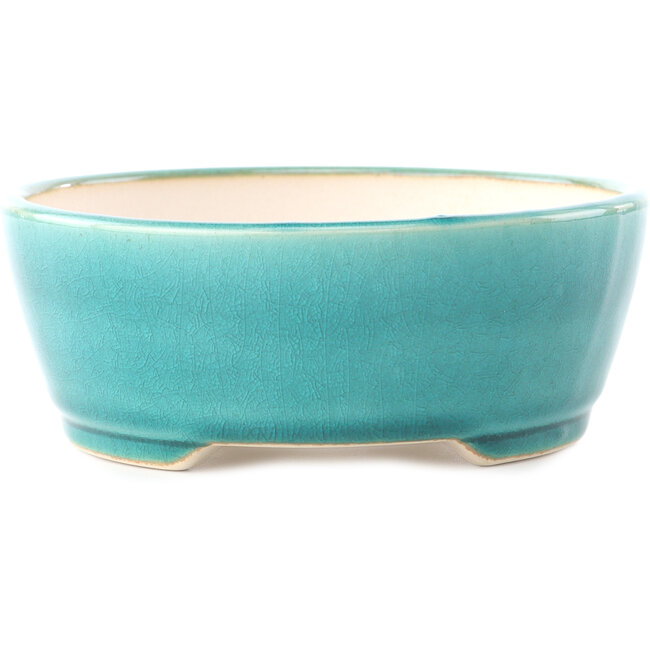 Pot à bonsaï rond moyen bleu-vert par Yixing - 145 x 145 x 65 mm