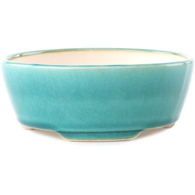 Vaso bonsai rotondo medio bluverde di Yixing - 145 x 145 x 65 mm