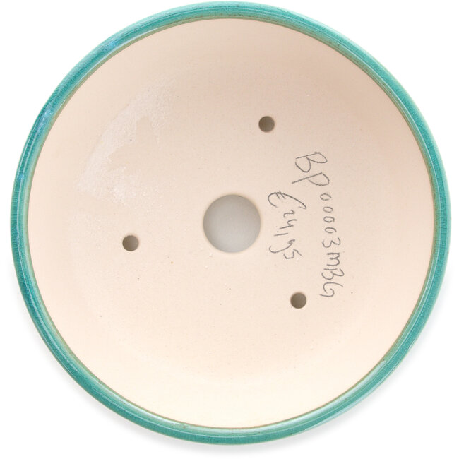 Ronde middelgrote blauwgroene bonsaipot van Yixing - 145 x 145 x 65 mm
