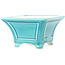 Pot à bonsaï carré moyen bleu-vert par Yixing - 150 x 150 x 90 mm