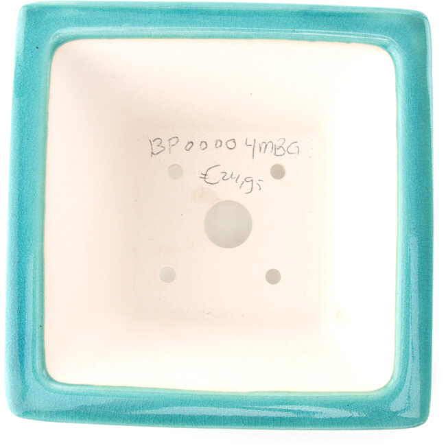 Maceta cuadrada mediana para bonsái verde azulado de Yixing - 150 x 150 x 90 mm