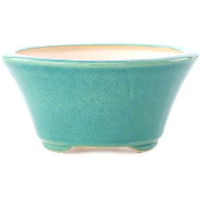 Maceta redonda mediana para bonsái verde azulado de Yixing - 135 x 135 x 65 mm