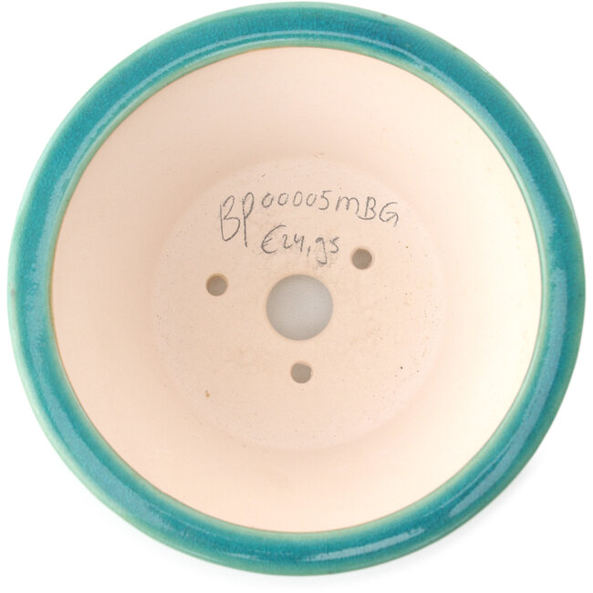 Pot à bonsaï rond moyen bleu-vert par Yixing - 135 x 135 x 65 mm