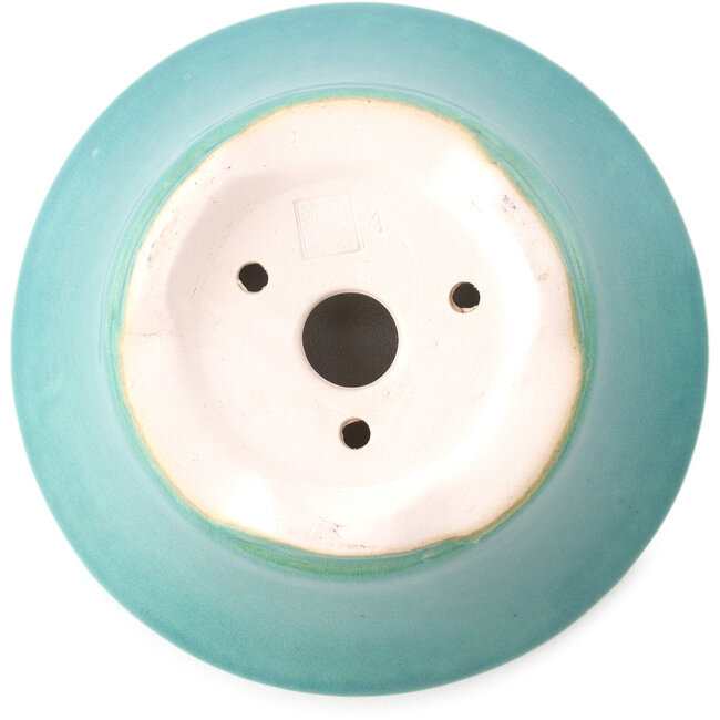 Ronde middelgrote blauwgroene bonsaipot van Yixing - 135 x 135 x 65 mm