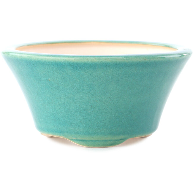 Round medium bluegreen bonsai pot by Yixing - 135 x 135 x 65 mm