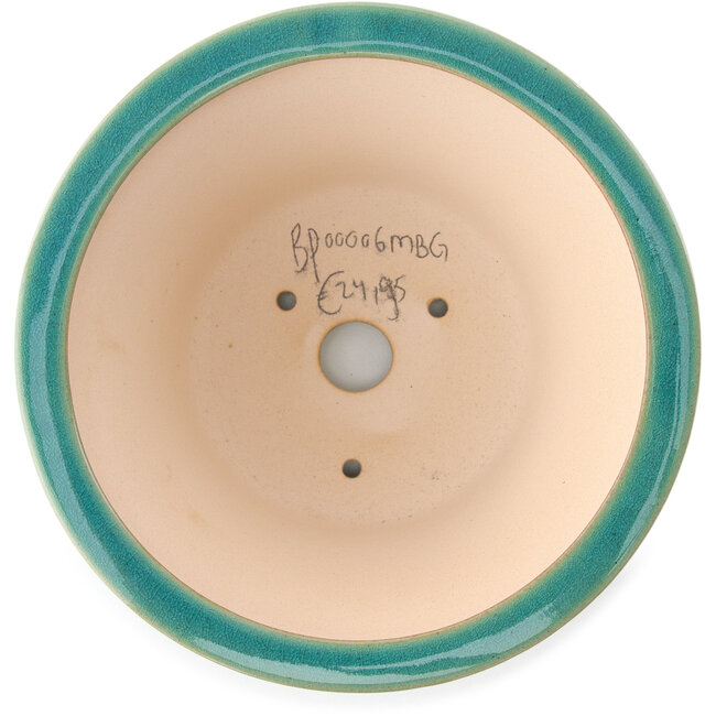 Pot à bonsaï rond moyen bleu-vert par Yixing - 160 x 160 x 80 mm