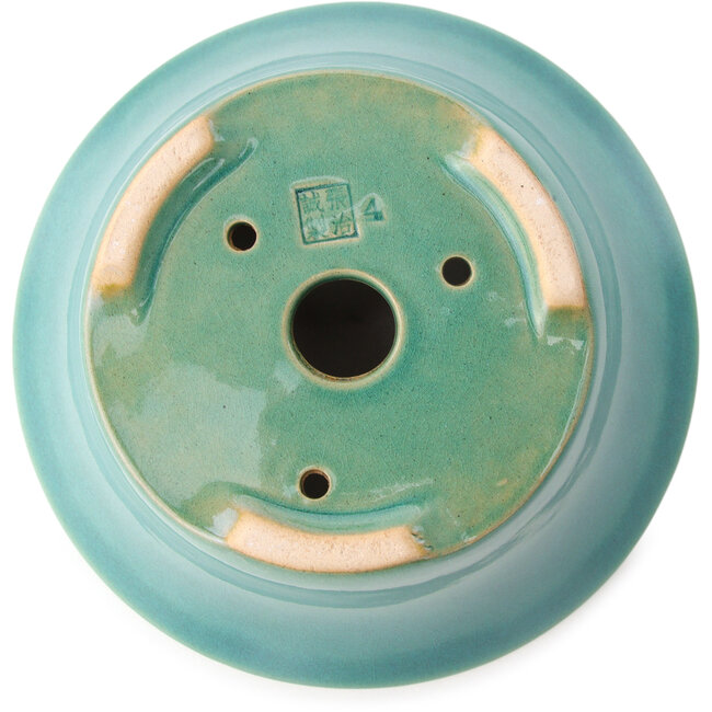Ronde middelgrote blauwgroene bonsaipot van Yixing - 160 x 160 x 80 mm