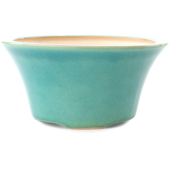 Pot à bonsaï rond moyen bleu-vert par Yixing - 160 x 160 x 80 mm