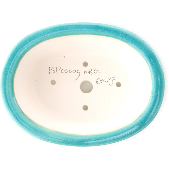 Ovaler mittelgroßer blaugrüner Bonsai-Topf von Yixing - 170 x 130 x 60 mm