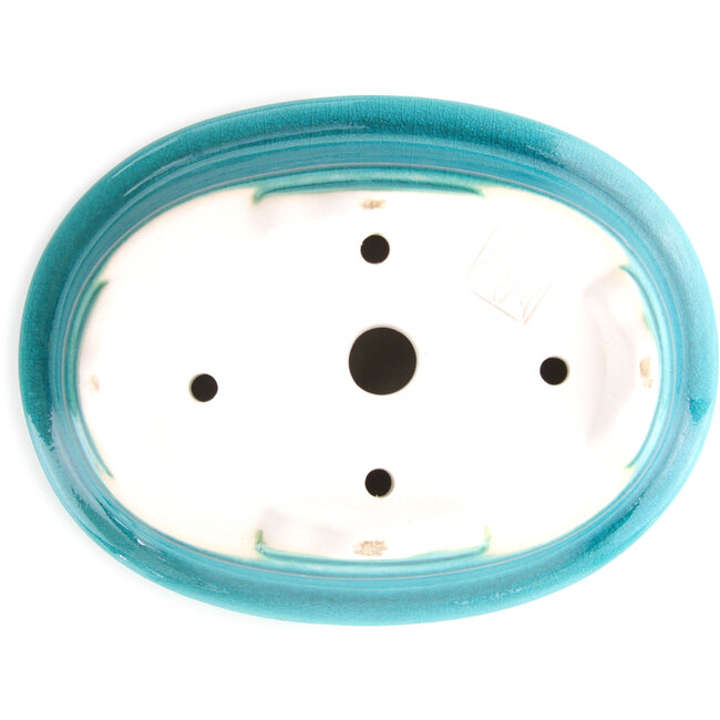 Pot à bonsaï ovale moyen bleu-vert par Yixing - 170 x 130 x 60 mm