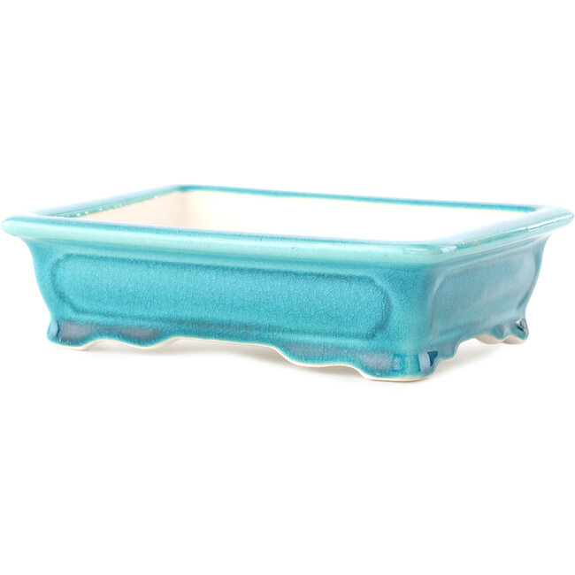 Rectangular medium bluegreen bonsai pot by Yixing - 180 x 125 x 60 mm