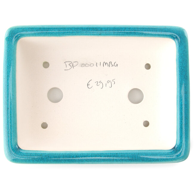 Rectangular medium bluegreen bonsai pot by Yixing - 180 x 125 x 60 mm