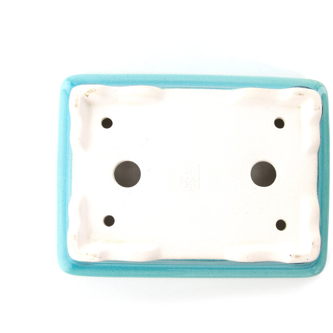 Pot à bonsaï rectangulaire moyen bleu-vert par Yixing - 180 x 125 x 60 mm