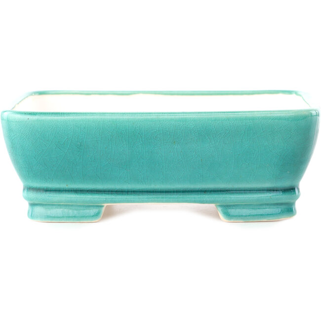 Maceta rectangular mediana para bonsái verde azulado de Yixing - 180 x 140 x 60 mm