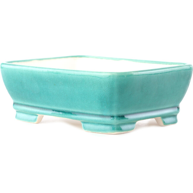 Maceta rectangular mediana para bonsái verde azulado de Yixing - 180 x 140 x 60 mm