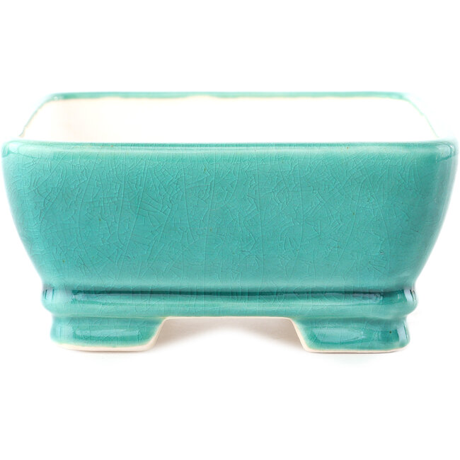 Rectangular medium bluegreen bonsai pot by Yixing - 180 x 140 x 60 mm