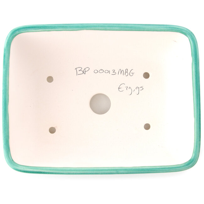 Maceta rectangular mediana para bonsái verde azulado de Yixing - 180 x 140 x 60 mm