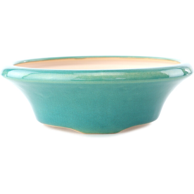 Round medium bluegreen bonsai pot by Yixing - 215 x 215 x 75 mm