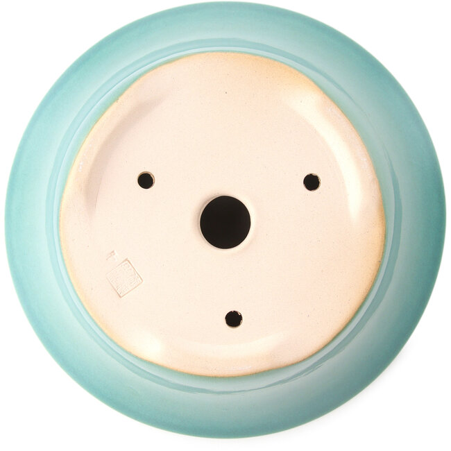 Vaso bonsai rotondo medio bluverde di Yixing - 200 x 200 x 95 mm