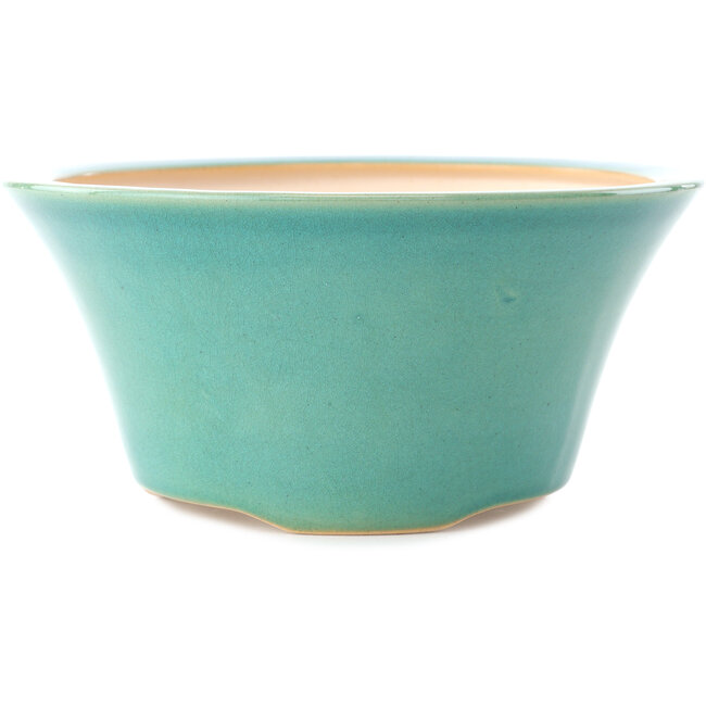 Vaso bonsai rotondo medio bluverde di Yixing - 200 x 200 x 95 mm