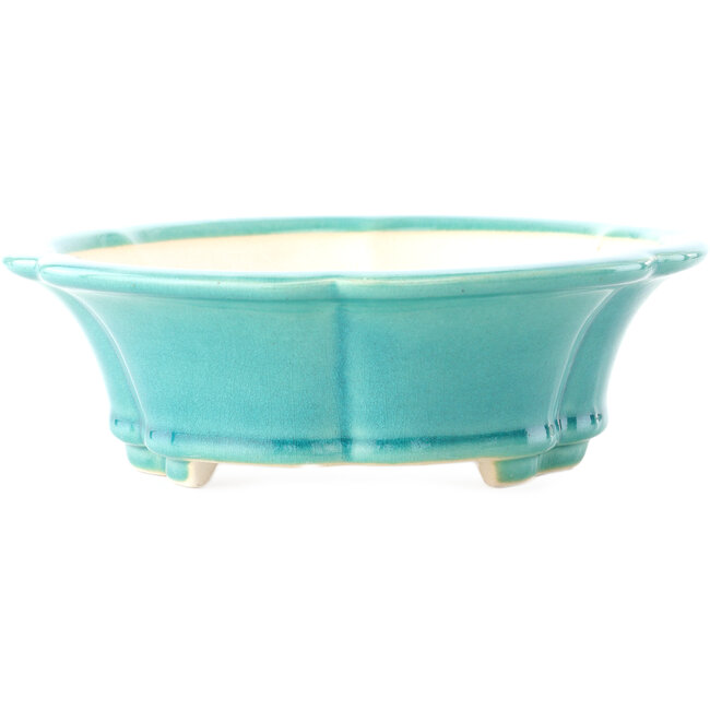 Runder mittelgroßer blaugrüner Bonsai-Topf von Yixing - 205 x 205 x 65 mm
