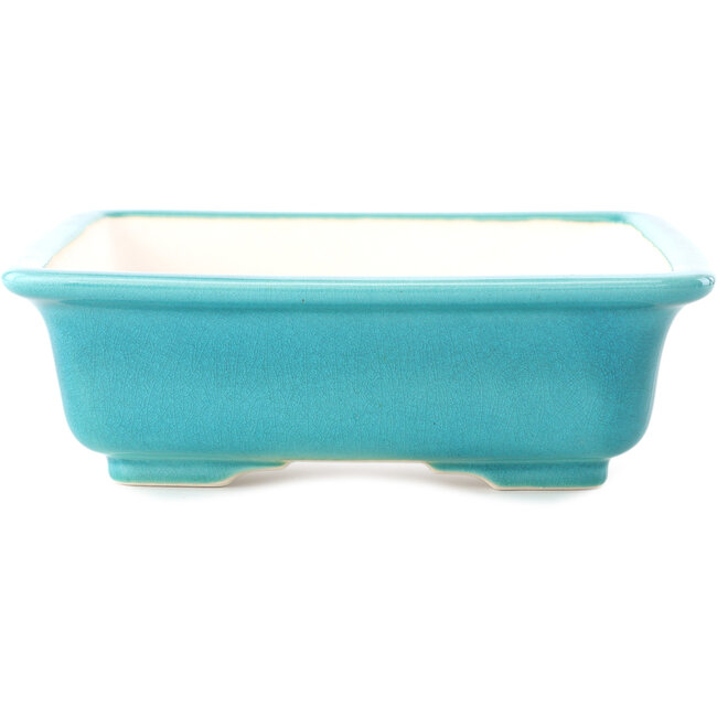 Pot à bonsaï carré moyen bleu-vert par Yixing - 210 x 210 x 65 mm