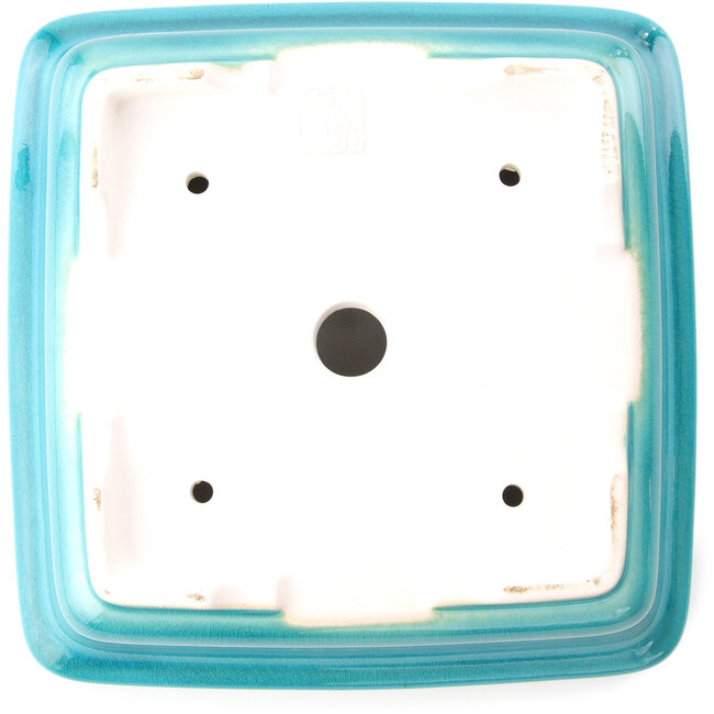 Pot à bonsaï carré moyen bleu-vert par Yixing - 210 x 210 x 65 mm