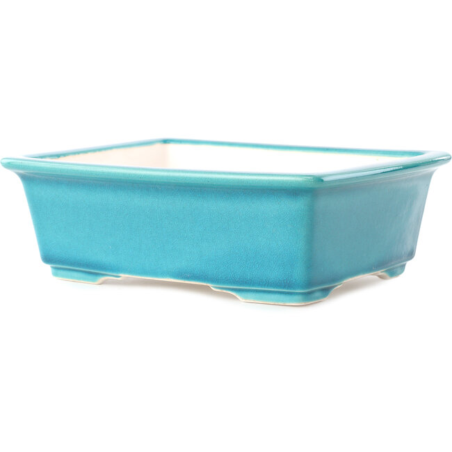 Rechthoekige medium blauwgroene bonsaipot van Yixing - 215 x 170 x 70 mm