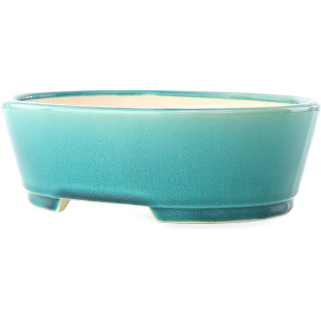 Oval medium bluegreen bonsai pot by Yixing - 235 x 185 x 75 mm