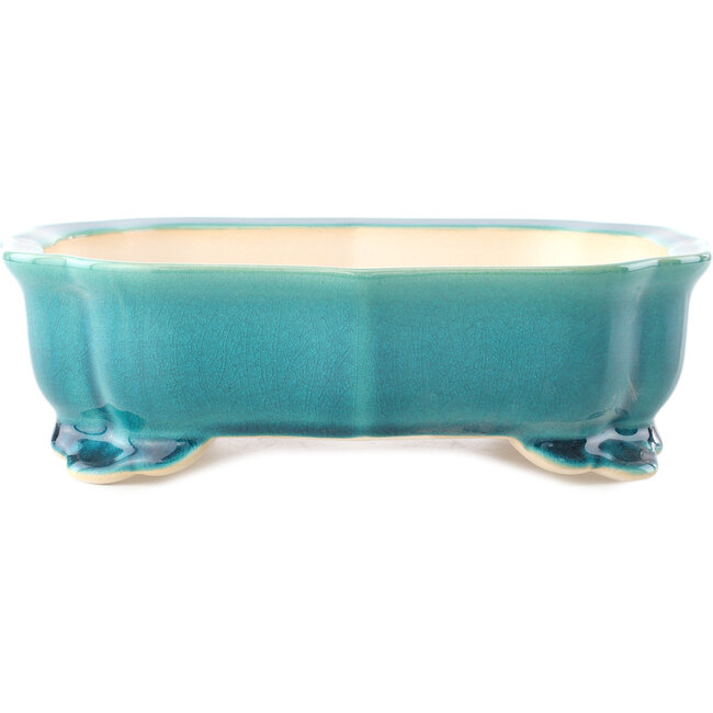 Mokko middelgrote blauwgroene bonsaipot van Yixing - 245 x 190 x 70 mm