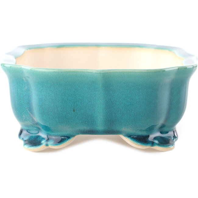 Maceta para bonsái Mokko mediana azul verde de Yixing - 245 x 190 x 70 mm