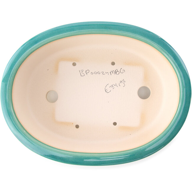 Oval medium bluegreen bonsai pot by Yixing - 270 x 200 x 80 mm